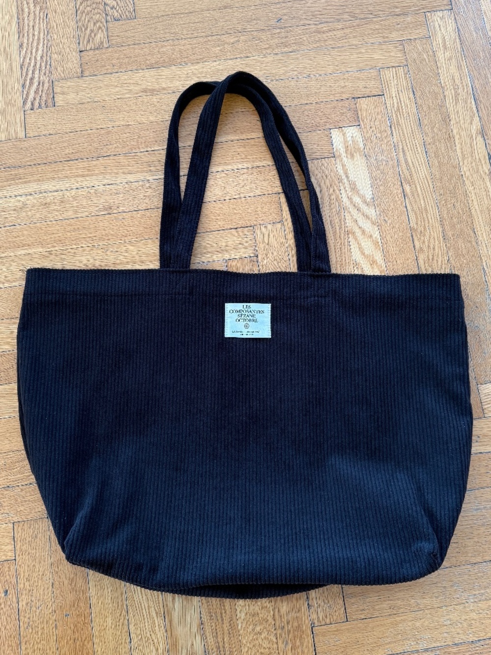 Sezane Black Corduroy Lined Tote
